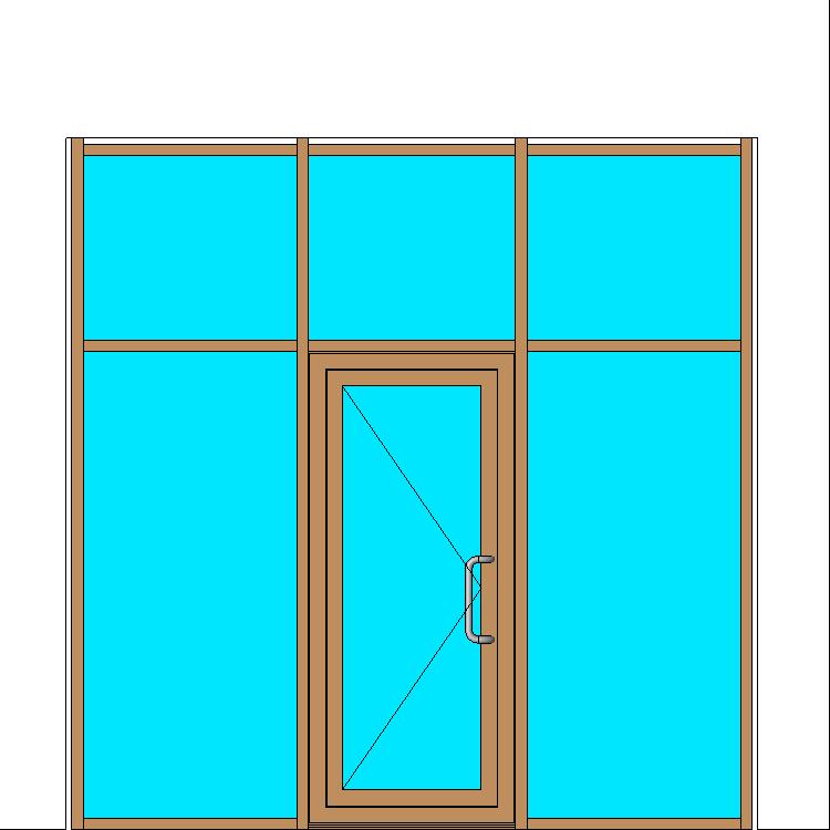 Витражная конструкция с дверью наружного открывания